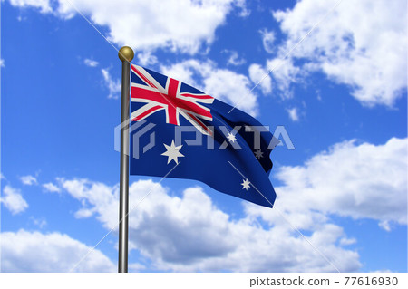3D Rendered image. Flag of Australia waving in the 77616930