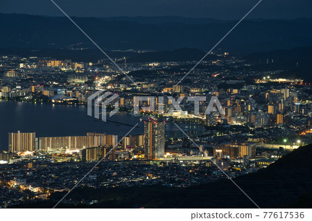 Shiga Prefecture Hieizan Driveway Night view from Yumemigaoka and Lake Biwa 77617536
