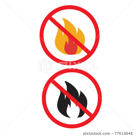 no fire icon on white background. no open flame sign. forbidden fire symbol. flat style. no fire icon on white background. no open flame sign. forbidden fire symbol. flat style. 77618648