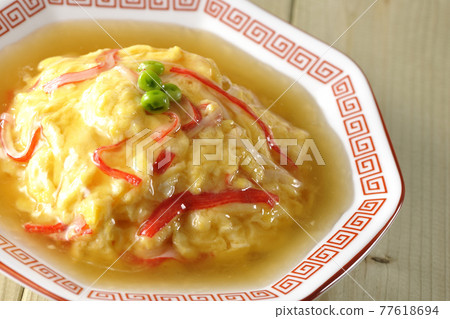 Chinese style omelet rice with red bean paste, Tenshin rice Chinese style omelet rice with red bean paste, Tenshin rice 77618694