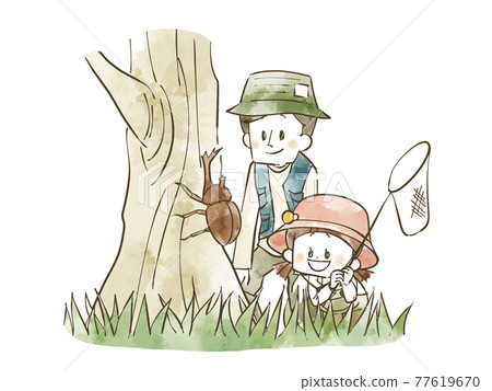 收集昆蟲的父母和孩子 77619670