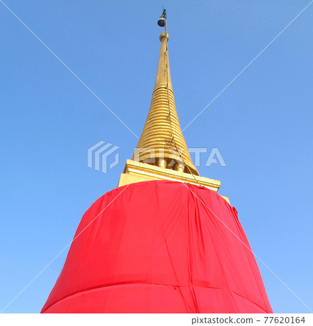 Phu Khao Thong, pagoda, the landmark of Bangkok Province,Thailand 77620164
