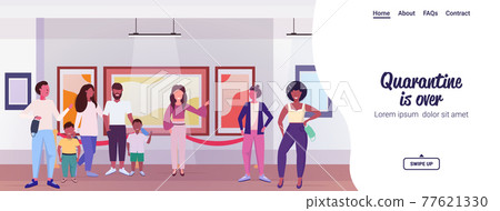 mix race people with guide at exhibition coronavirus quarantine is ending victory over covid-19 concept mix race people with guide at exhibition coronavirus quarantine is ending victory over covid-19 concept 77621330