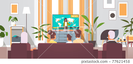 multi generation family watching TV daily news program spending time together living room interior multi generation family watching TV daily news program spending time together living room interior 77621458