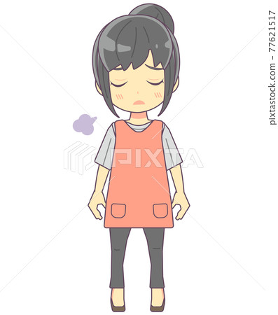 圍裙女人嘆息的插畫素材 圍裙女人嘆息的插畫素材 77621517