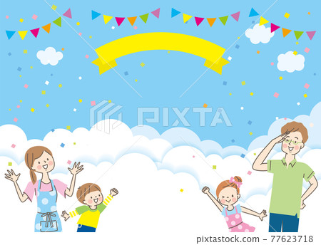 Cute smiling family and background 77623718