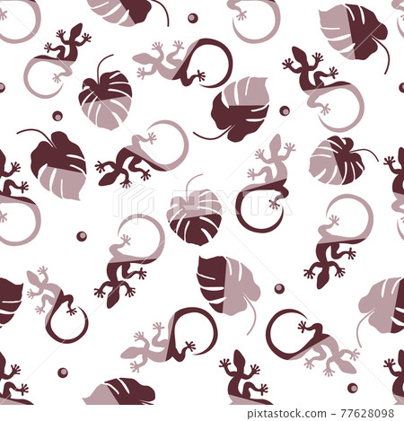 Vector Tropical Pattern Monstera Lizard Summer Vector Tropical Pattern Monstera Lizard Summer 77628098