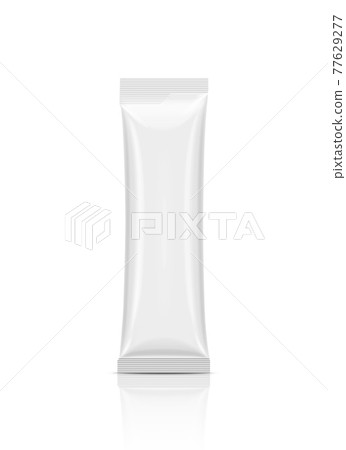white aluminum foil sachet for instant coffee product design mock-up isolated on white background 77629277