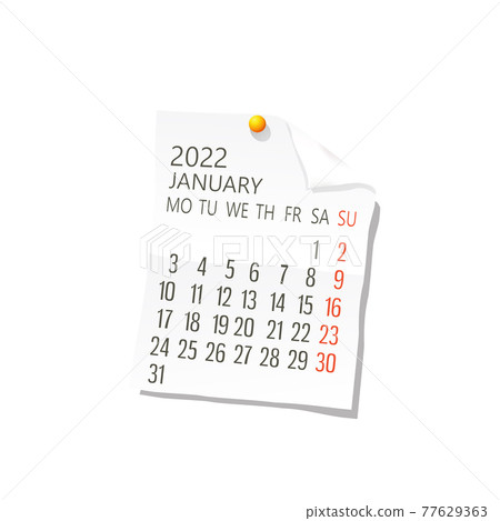 2022 January vector calendar 77629363