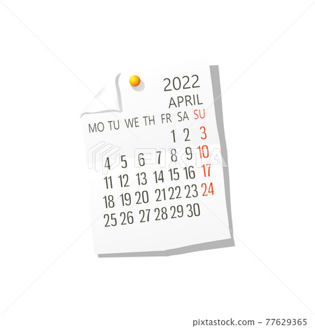 2022 April vector calendar 77629365