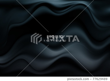Abstract luxurious background Black wavy fabric draped silky textile Decoration poster, banner Template Design 77629489
