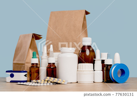Online pharmacy order and medications delivery. Health and medical 77630131