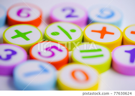 Math Number colorful on white background Math Number colorful on white background 77630624