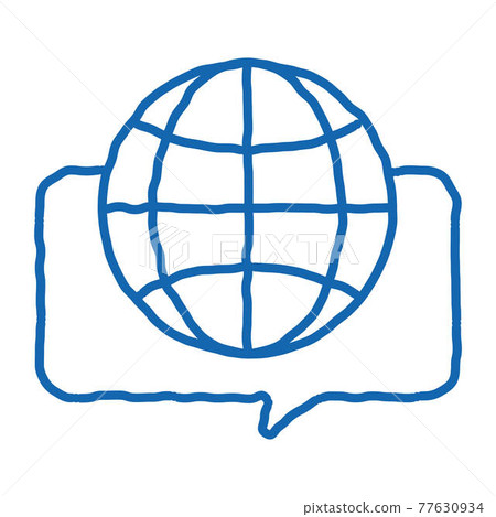Earth Globe In Quote Frame doodle icon hand drawn illustration 77630934