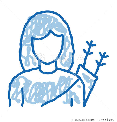 Archer Woman Silhouette doodle icon hand drawn illustration 77631550