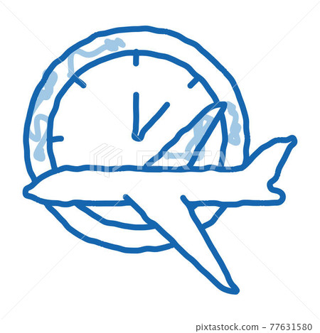 Plane Fly Time Or Lateness doodle icon hand drawn illustration 77631580