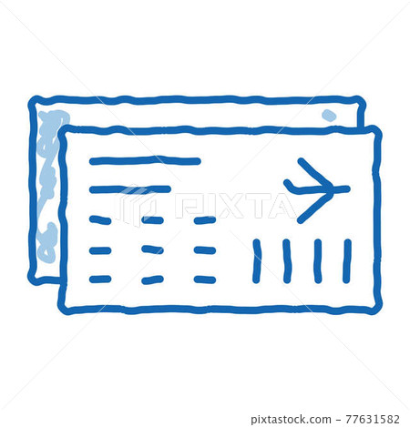 Airline Ticket Boarding Pass doodle icon hand drawn illustration 77631582