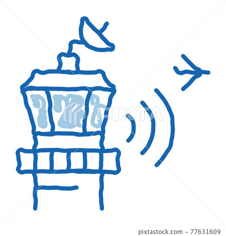 Airport Control Tower Radar doodle icon hand drawn illustration Airport Control Tower Radar doodle icon hand drawn illustration 77631609