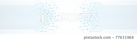 Abstract Technology Background, digital arrow speed up and blue circuit board pattern, microchip, power line, blank space 77631968