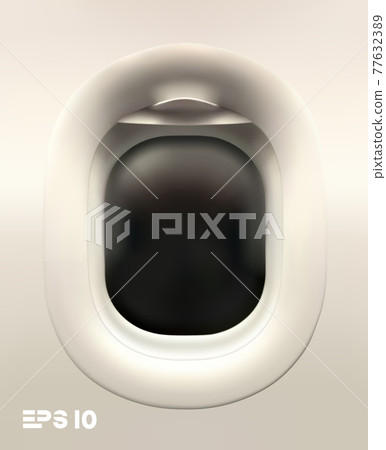 Vector on white background plane illuminator. Vector 3d realistic plane window. Travel tourism background. EPS 10 77632389