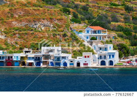 Greek fishing village Klima on Milos island in Greece Greek fishing village Klima on Milos island in Greece 77632667