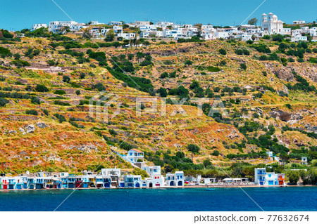 Klima and Plaka villages on Milos island, Greece Klima and Plaka villages on Milos island, Greece 77632674