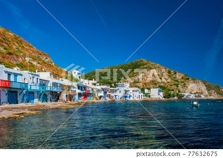 Greek fishing village Klima on Milos island in Greece Greek fishing village Klima on Milos island in Greece 77632675