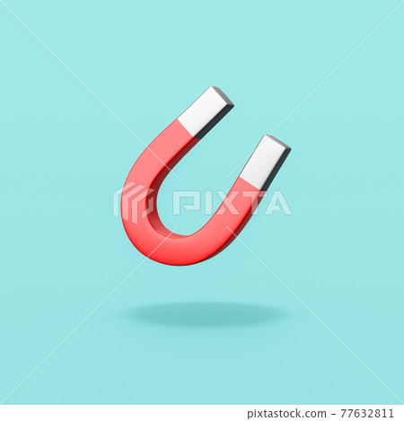 Red Magnet on Blue Background Red Magnet on Blue Background 77632811