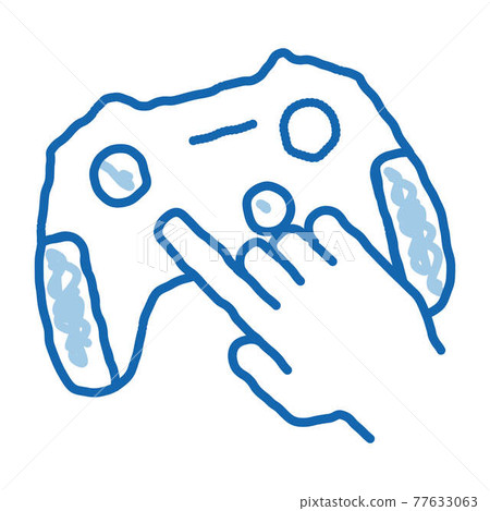 Gaming Joystick doodle icon hand drawn illustration 77633063