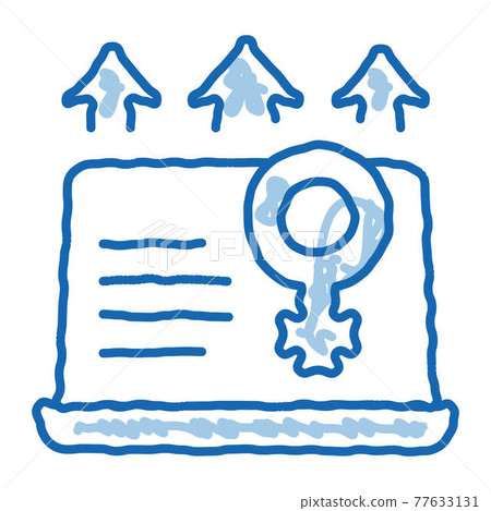 Laptop Female doodle icon hand drawn illustration - Stock Illustration ...