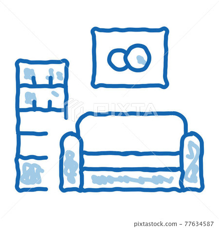 Living Room with Picture doodle icon hand drawn illustration Living Room with Picture doodle icon hand drawn illustration 77634587
