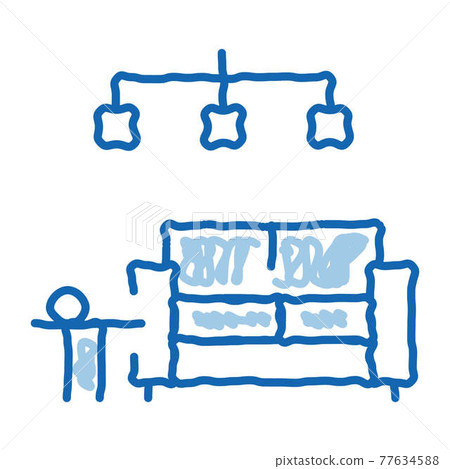 Living Room doodle icon hand drawn illustration Living Room doodle icon hand drawn illustration 77634588