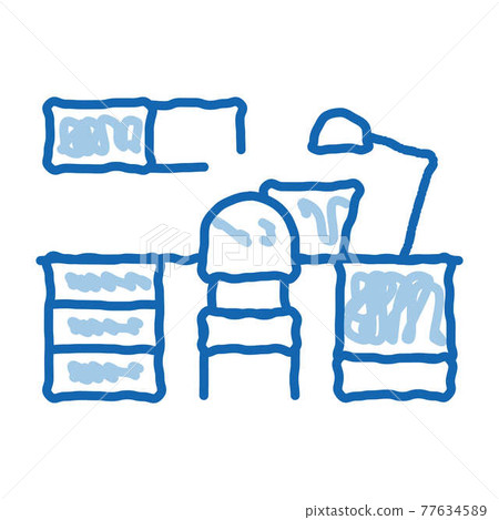 Workplace with Lamp doodle icon hand drawn illustration Workplace with Lamp doodle icon hand drawn illustration 77634589