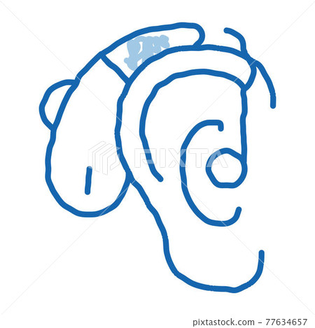 Hearing Aid doodle icon hand drawn illustration 77634657