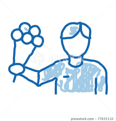 Courier Delivery Flowers doodle icon hand drawn illustration 77635110