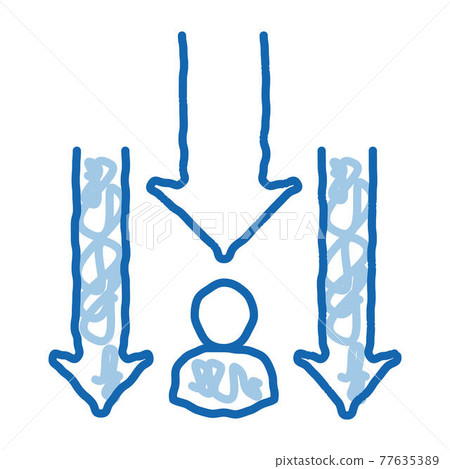Man Down Arrows doodle icon hand drawn illustration 77635389