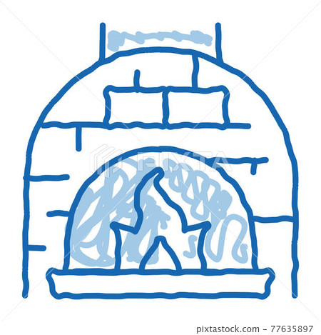 Burn Flame Oven doodle icon hand drawn illustration 77635897