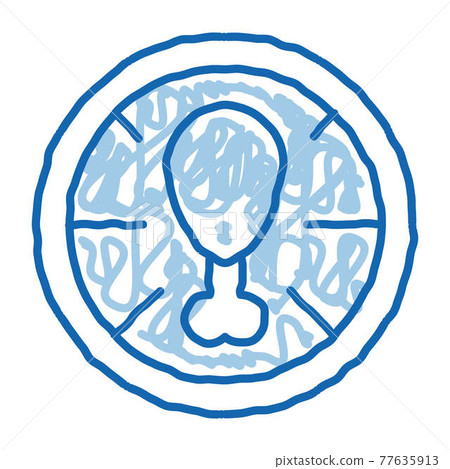 Pizza Chicken doodle icon hand drawn illustration 77635913
