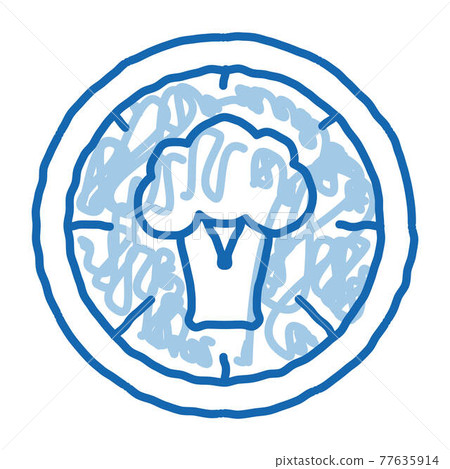 Pizza Broccoli doodle icon hand drawn illustration 77635914