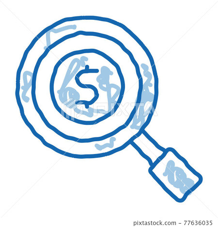 Magnifier Money doodle icon hand drawn illustration 77636035