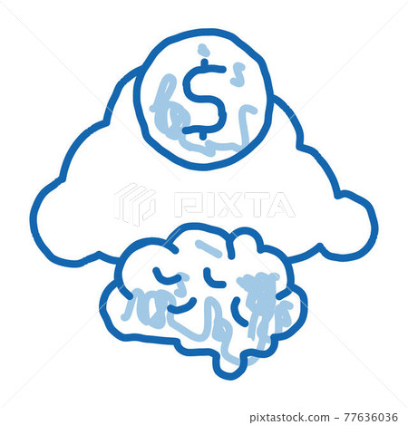 Brain Cloud Money doodle icon hand drawn illustration 77636036