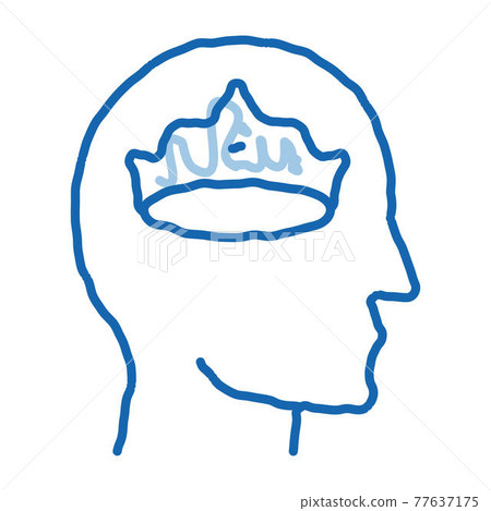 Crown Man Head doodle icon hand drawn illustration 77637175