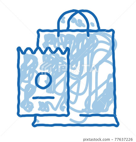 Bag And Receipt doodle icon hand drawn... - Stock Illustration ...