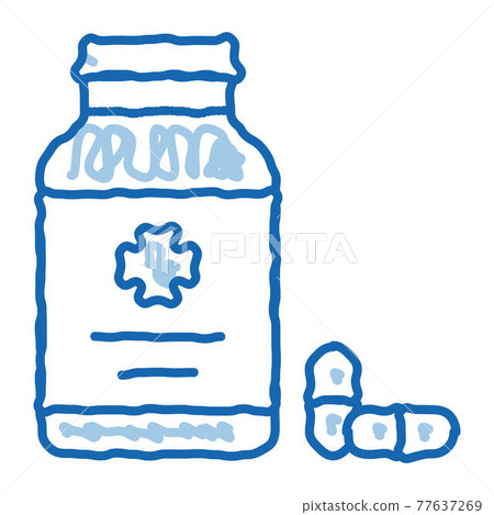 Pills Bottle doodle icon hand drawn illustration Pills Bottle doodle icon hand drawn illustration 77637269