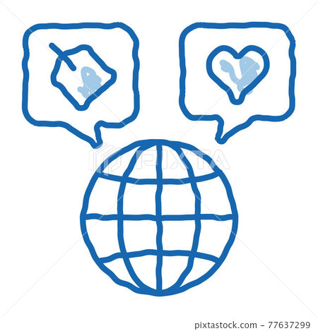 Worldwide Globe doodle icon hand drawn illustration 77637299