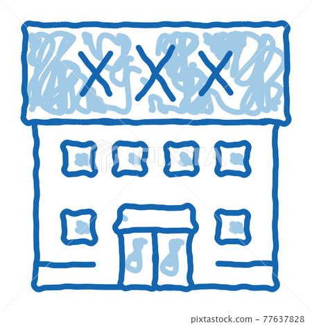 Sex Shop Building doodle icon hand drawn illustration 77637828