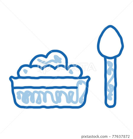 Food Plate Spoon doodle icon hand drawn illustration 77637872