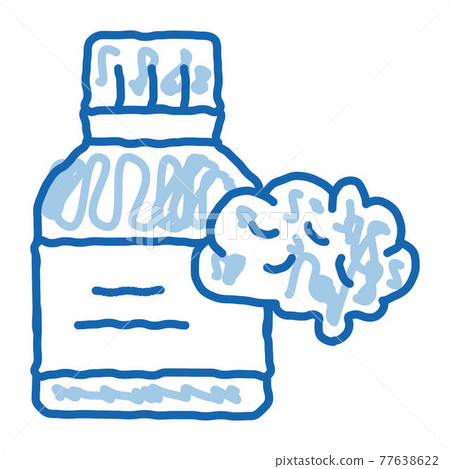 Bottle Pills Brain doodle icon hand drawn illustration 77638622