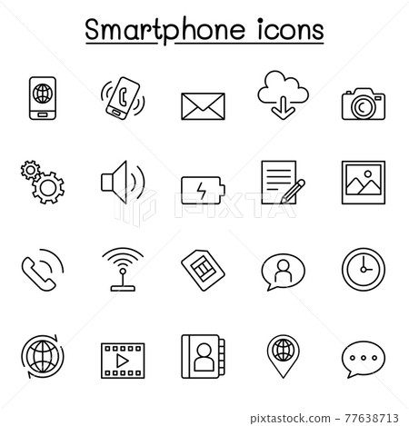 Smartphone icon set in thin line style Smartphone icon set in thin line style 77638713