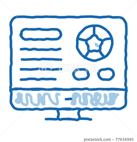 Soccer Website On Screen doodle icon hand drawn illustration 77638995